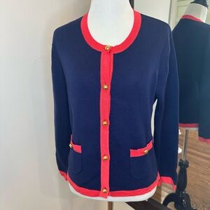 Lilly Pulitzer Blue and Red Cardigan Sweater